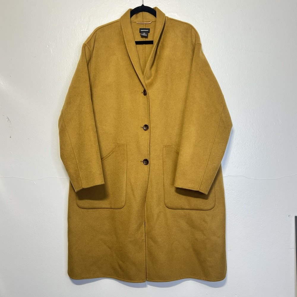 Summersalt Wool Blend Long Coat‎ Mustard ish Camel Sz 1XL Pockets Classic preppy